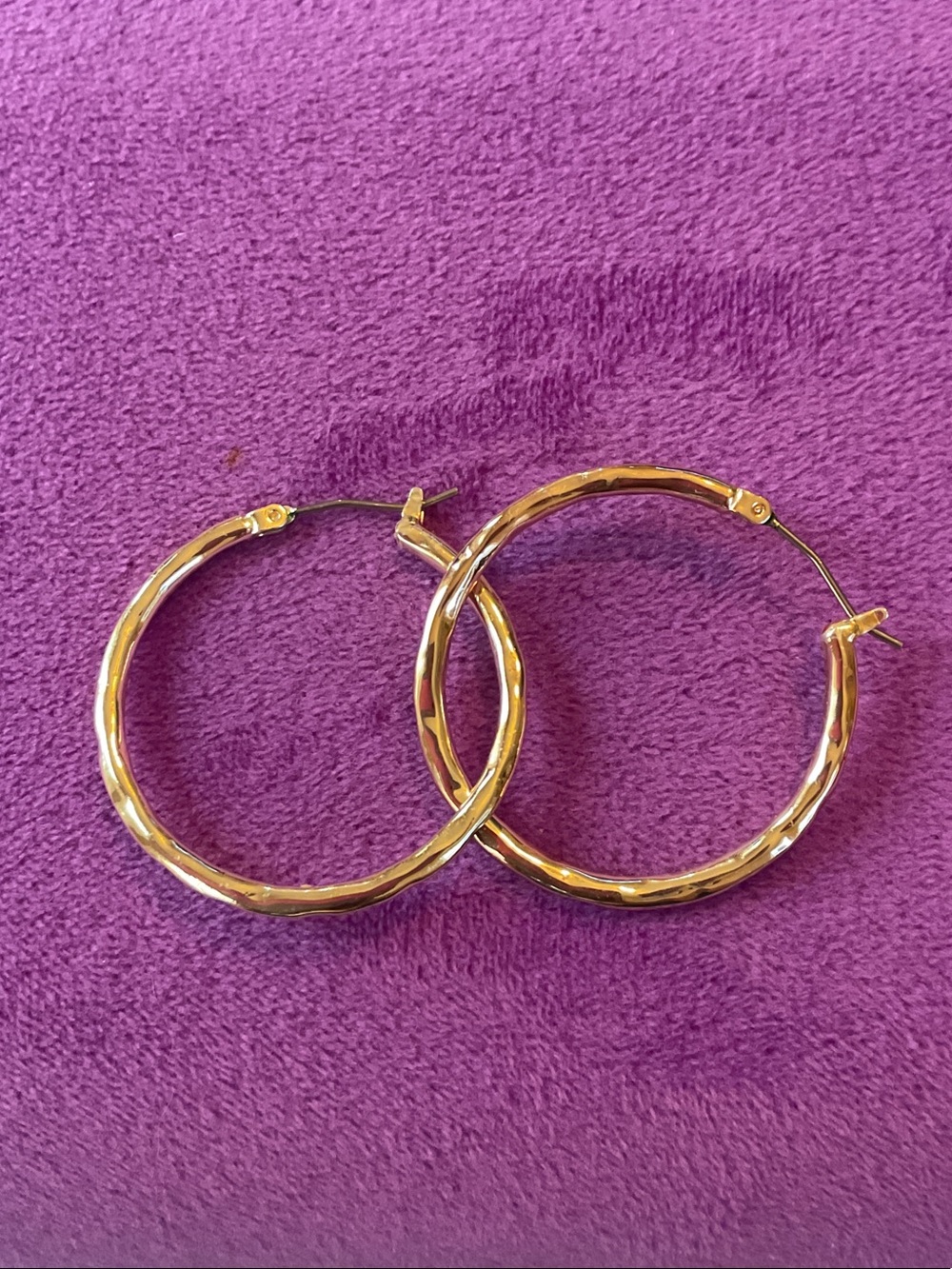 Textured Gold Hoop Earrings for Women - Classic Gold Finish
